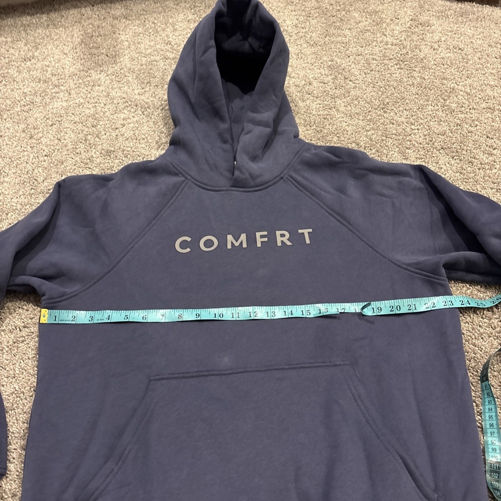 Comfrt Minimalist Oversized Heavyweight Pullover Hoodie Blue Medium M Cotton - Picture 5 of 8